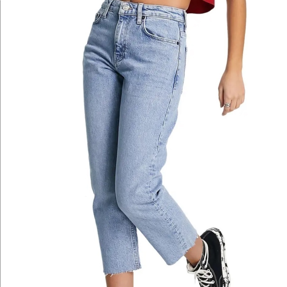 Topshop Straight Leg Lighter Wash Jeans Size Petite 6 New With Tags Retail $74